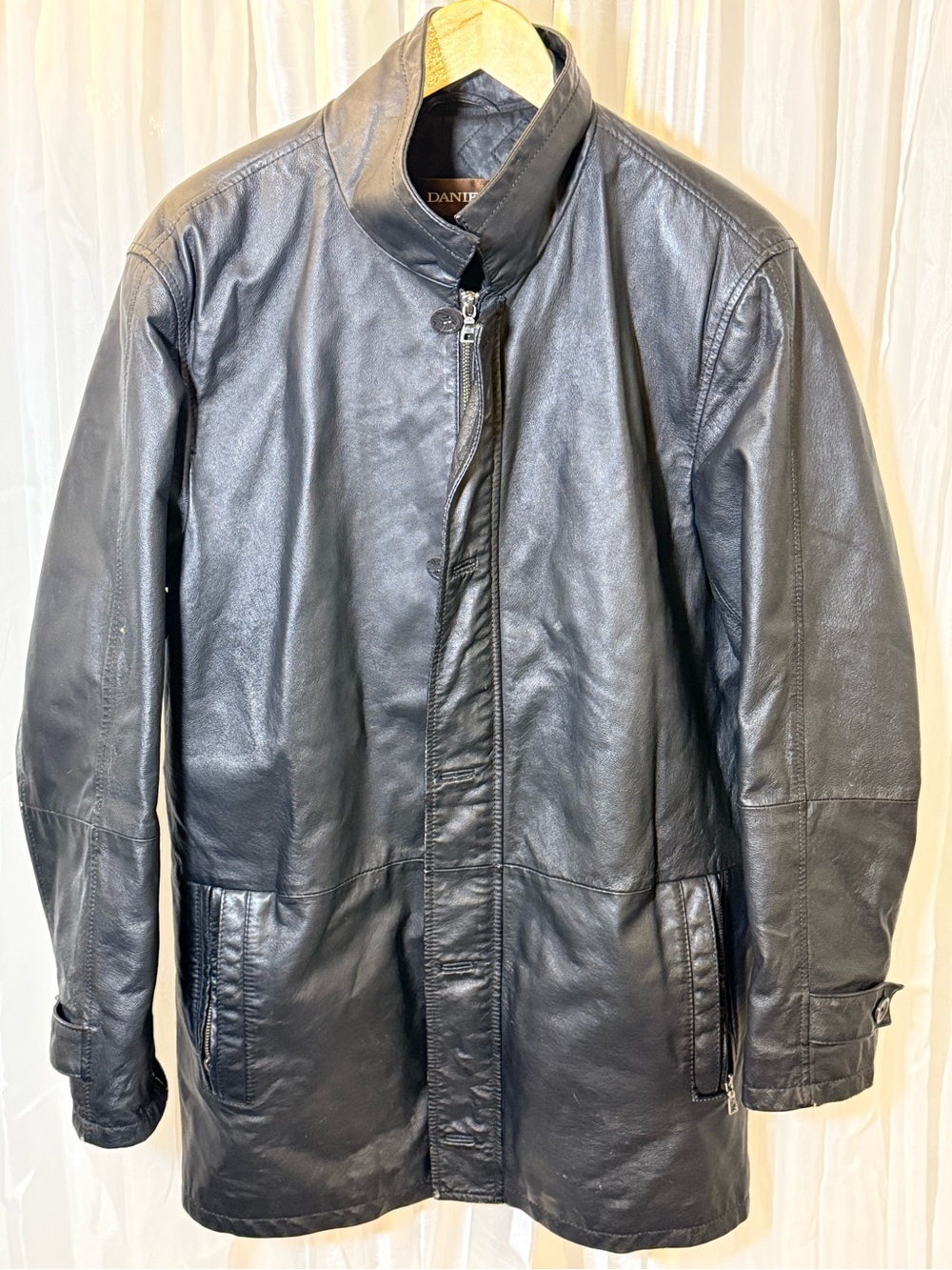 Danier Black Leather Trench Coat